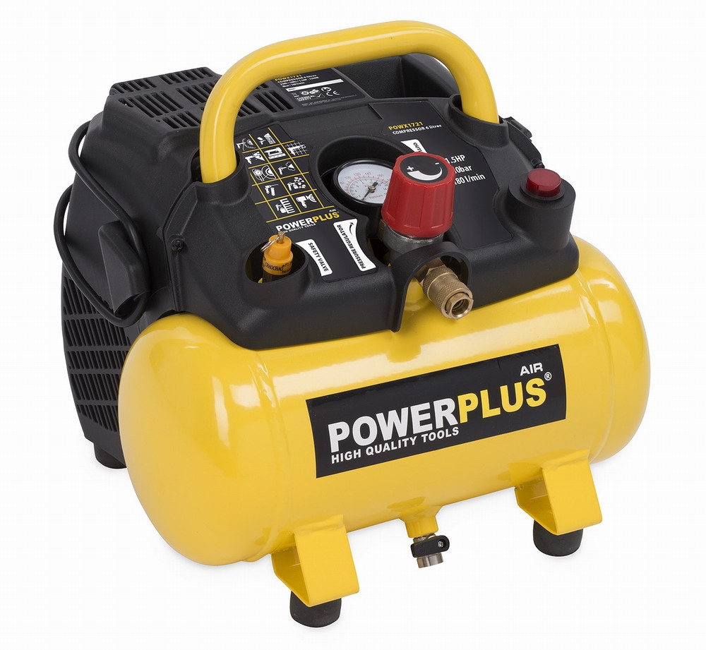 Powerplus POWX1721 Kompresor 1100W 6L 8bar bezolejový
